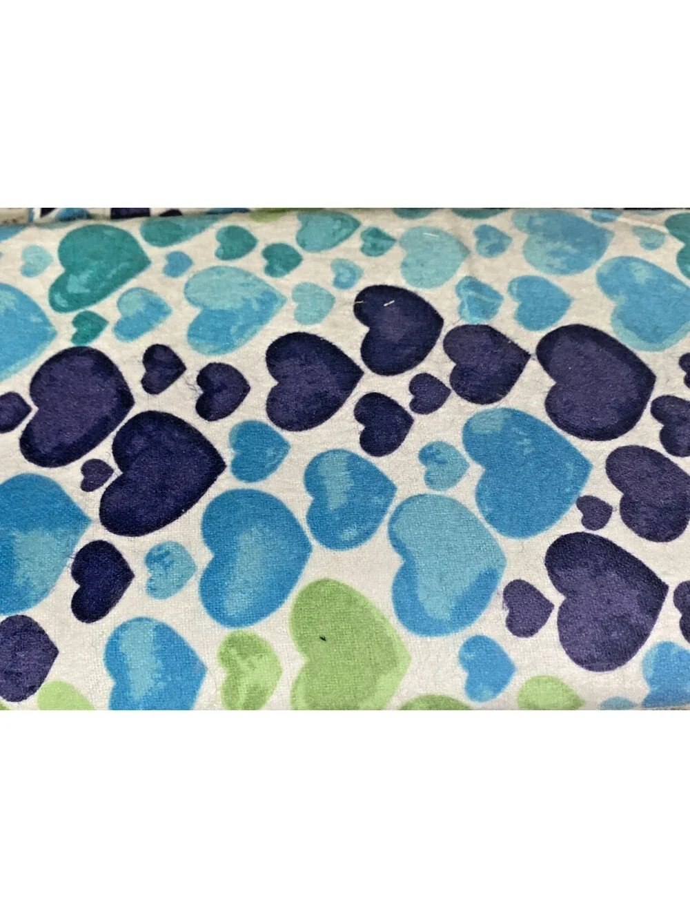 One Yard Super Snuggle By Joann Fabrics. Hearts, Blue. Green, turquoise